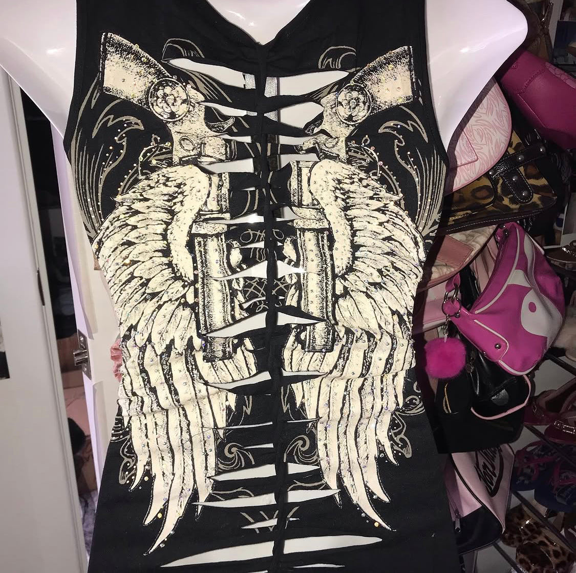 La Bus Stop Angel wing tank top