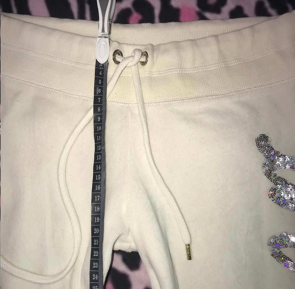 Victorias Secret 2000s White Velour Lowrise Track Pants