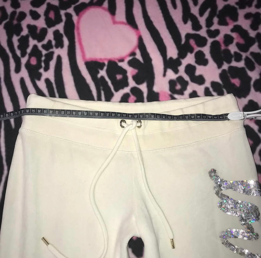Victorias Secret 2000s White Velour Lowrise Track Pants
