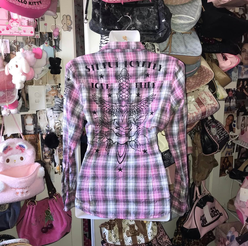 Sinful Affliction Plaid Button Up Top