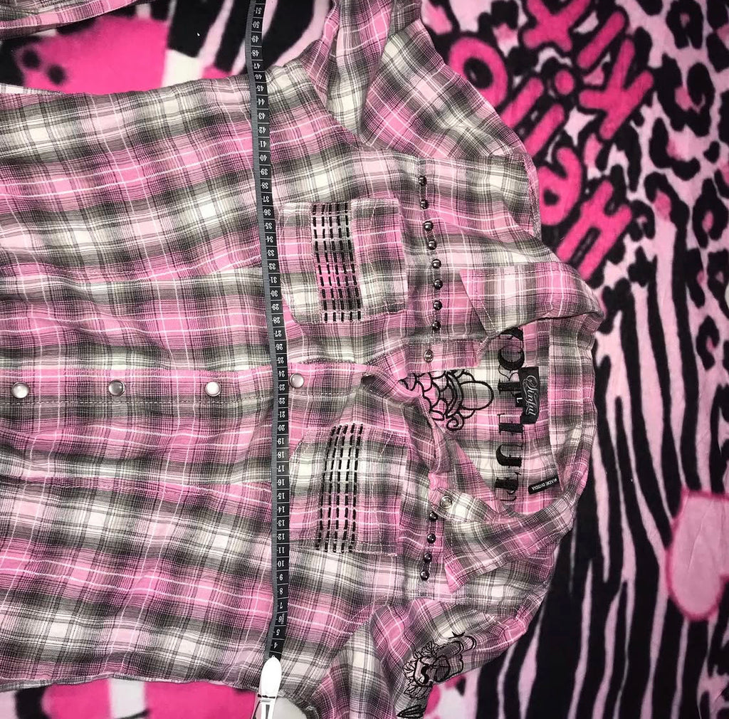 Sinful Affliction Plaid Button Up Top