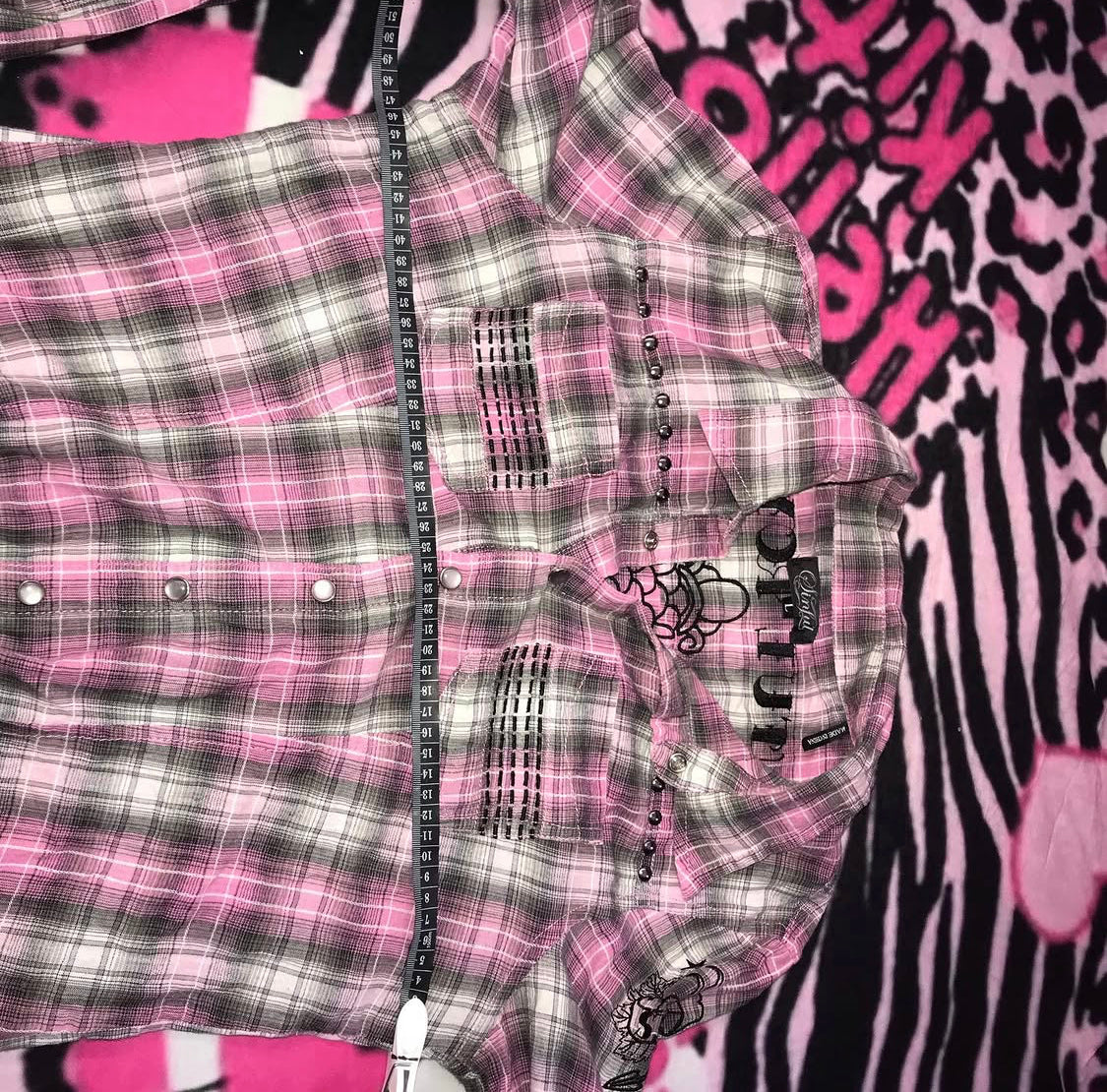 Sinful Affliction Plaid Button Up Top