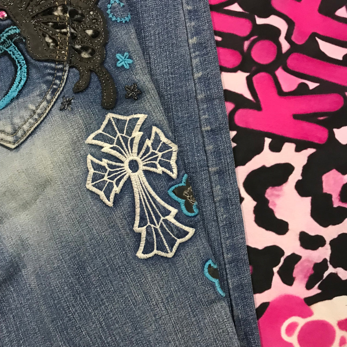 Red Pepper RARE leopard butterfly jeans