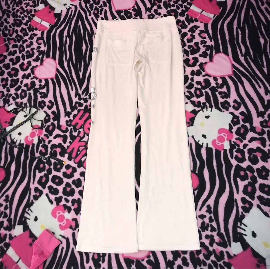 Victorias Secret 2000s White Velour Lowrise Track Pants