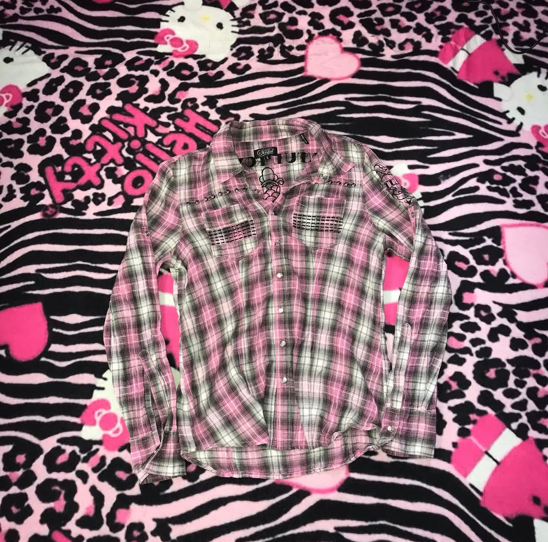 Sinful Affliction Plaid Button Up Top