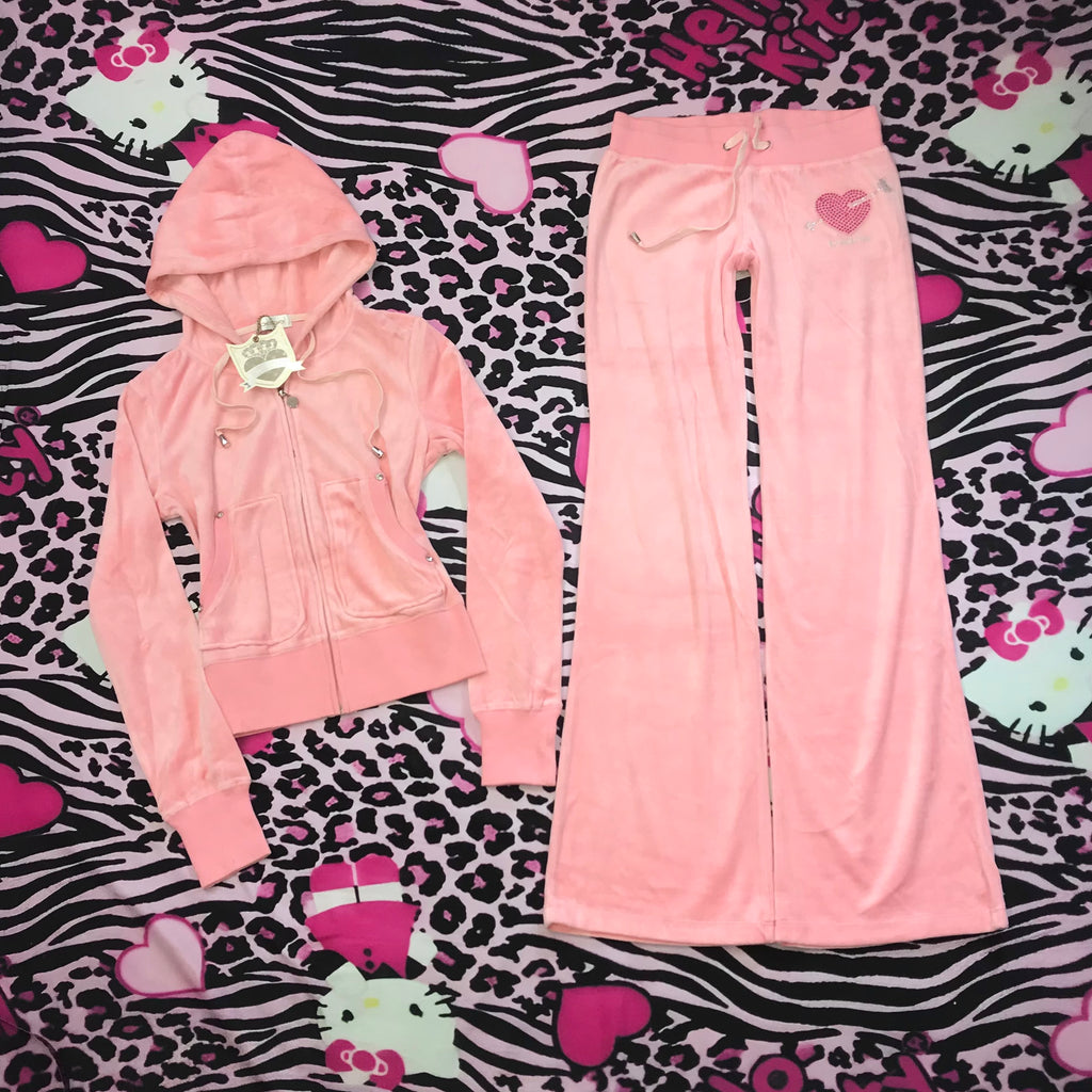 Deadstock Bebe Velour Baby Pink Set