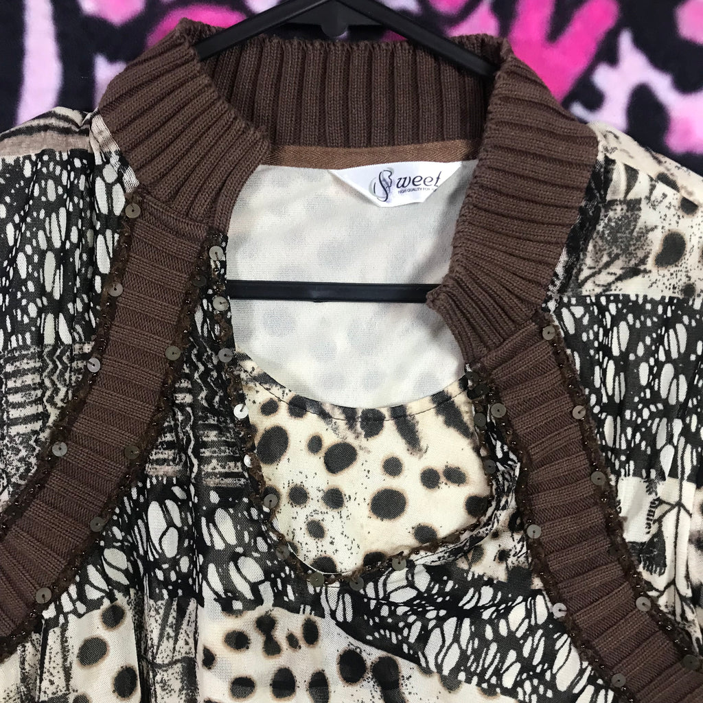 Leopard mesh baby doll top