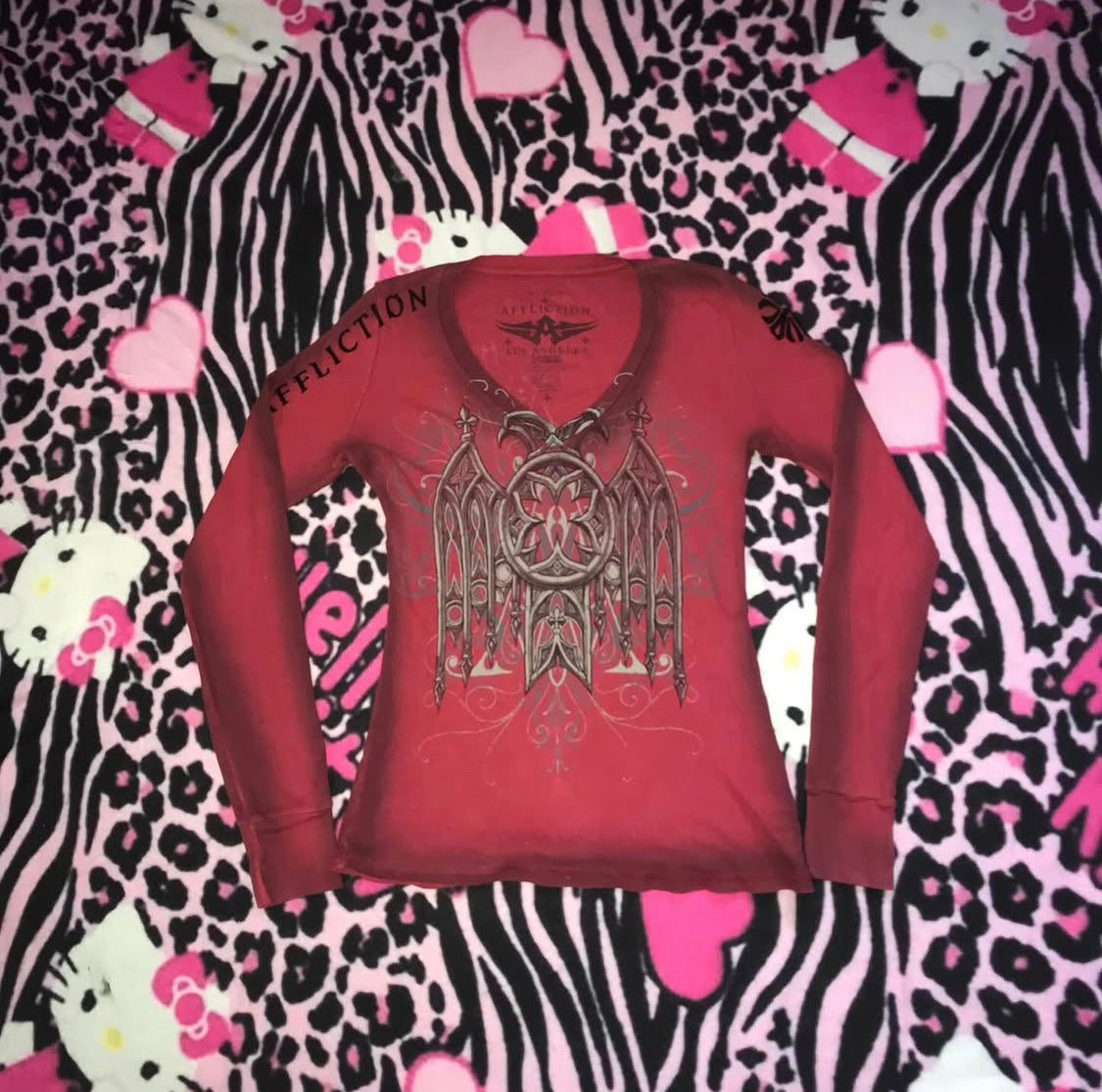 Affliction grunge long sleeve top