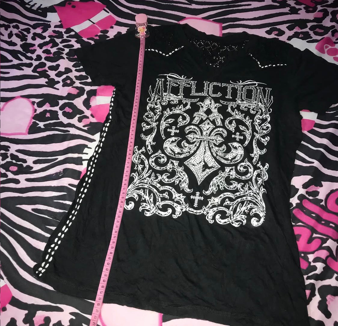Affliction lace cut out top