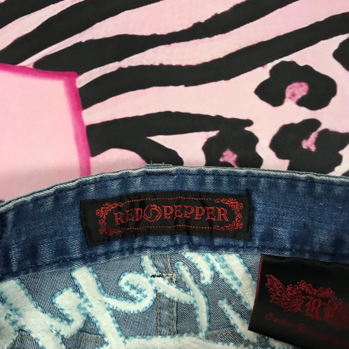 Red Pepper RARE leopard butterfly jeans