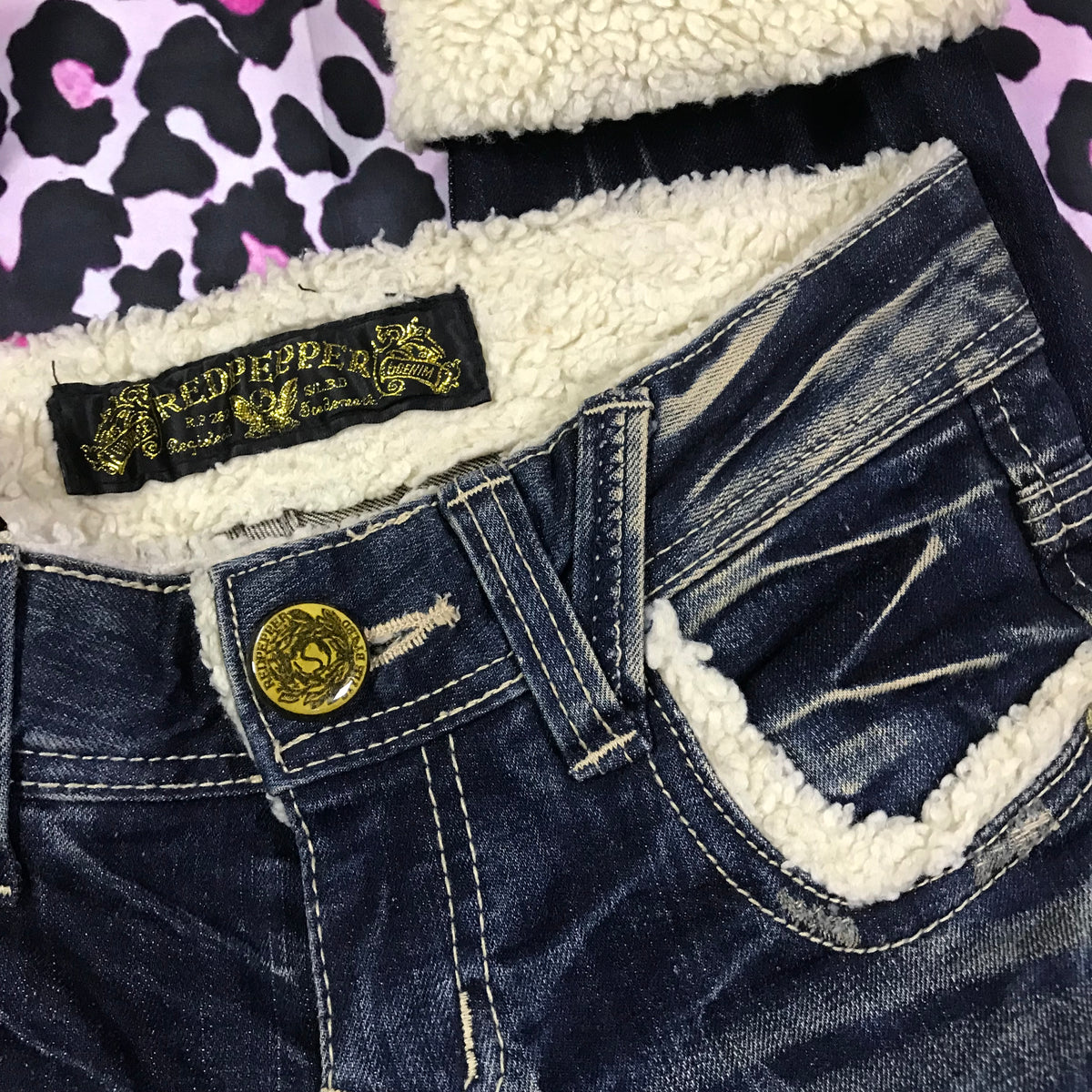 RedPepper Fur Trim Capris Jeans