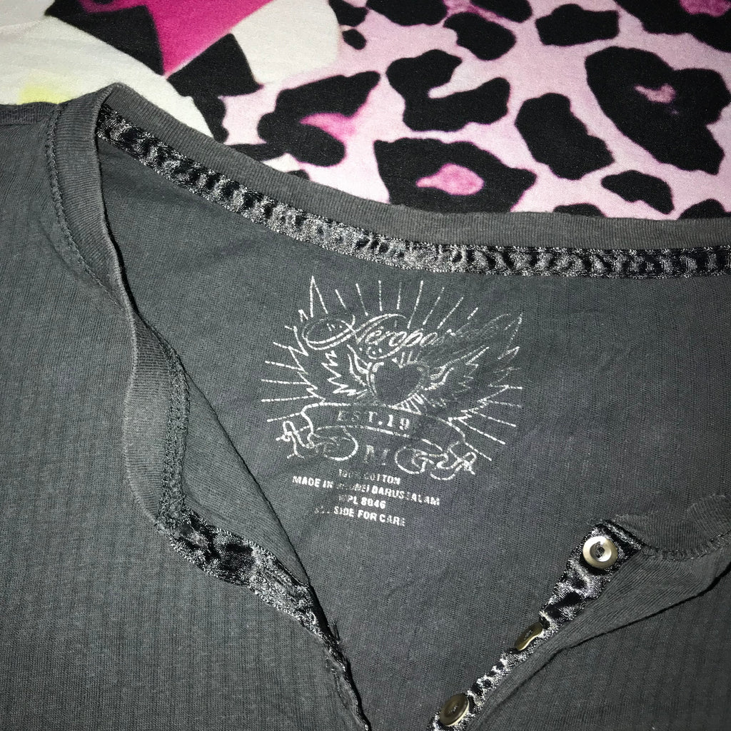 Aeropostale Henley Button Long Sleeve Top