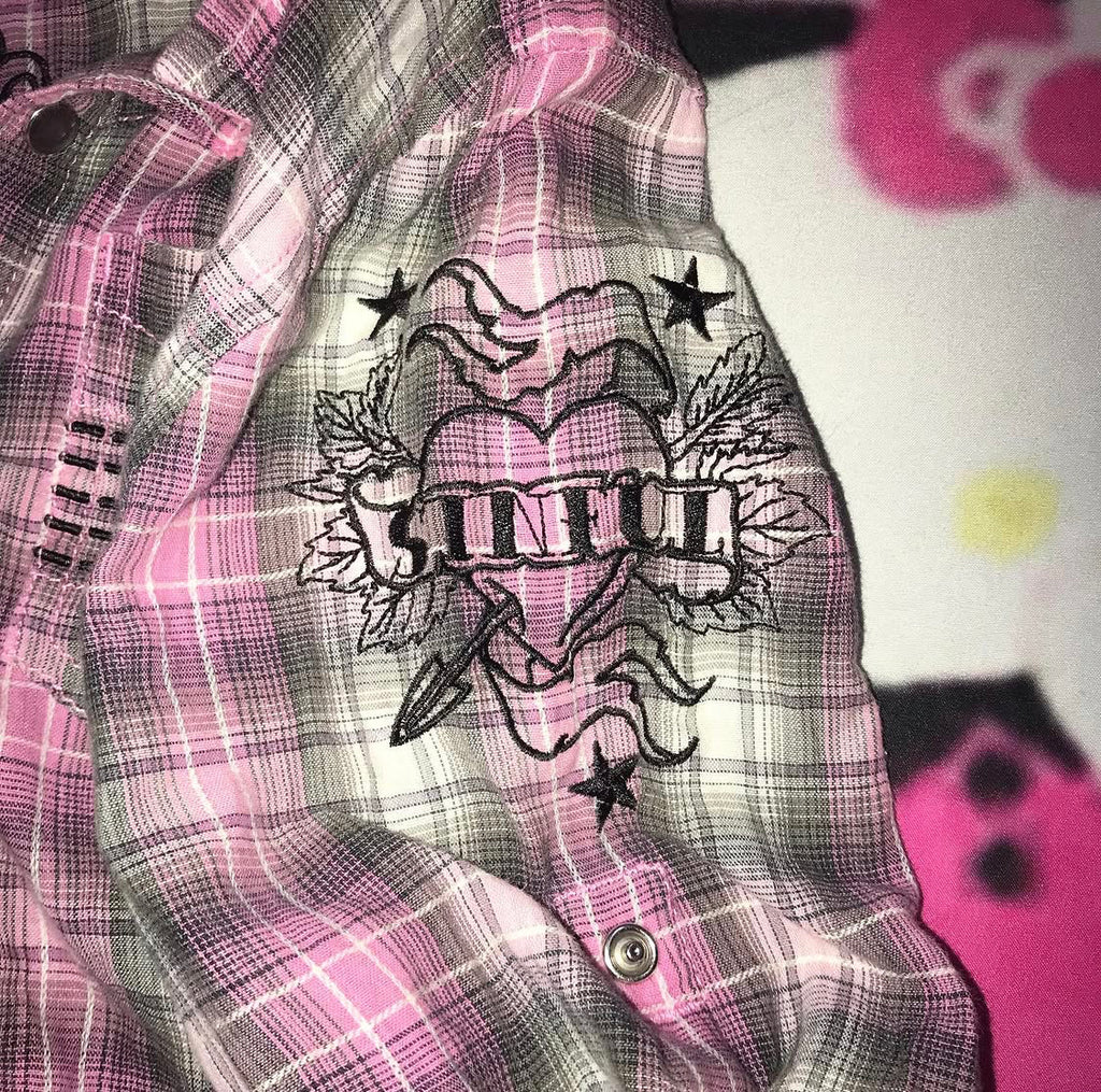 Sinful Affliction Plaid Button Up Top