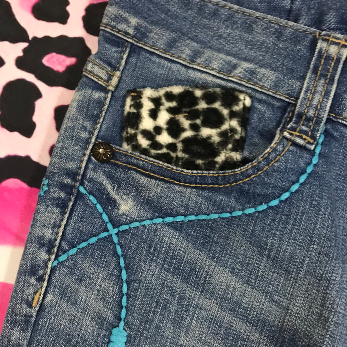 Red Pepper RARE leopard butterfly jeans