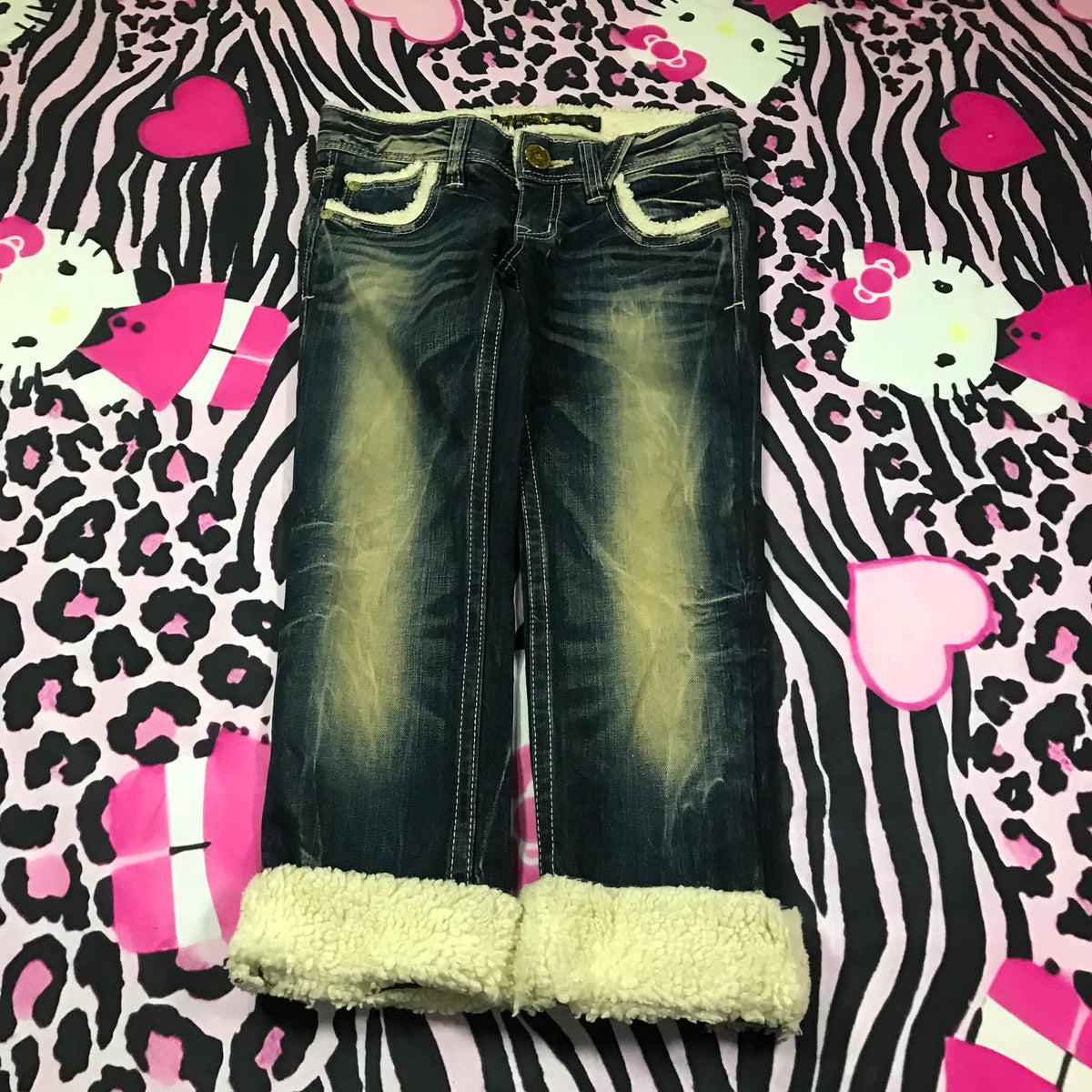 RedPepper Fur Trim Capris Jeans