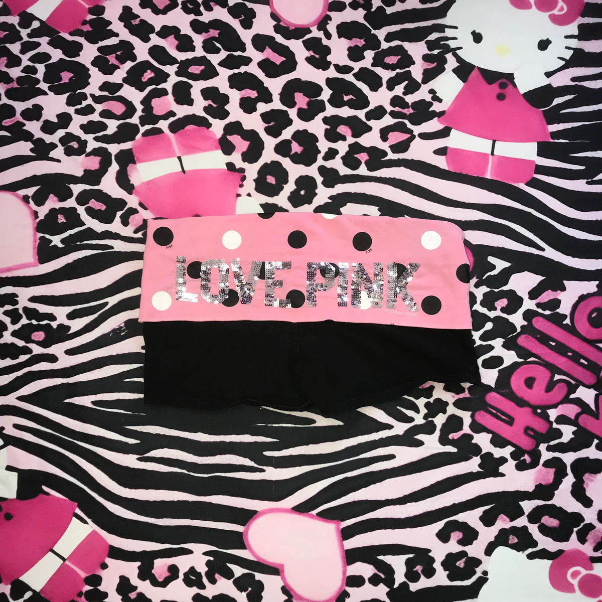 Victorias Secret PINK Polkadot FoldOver Yoga Shorts
