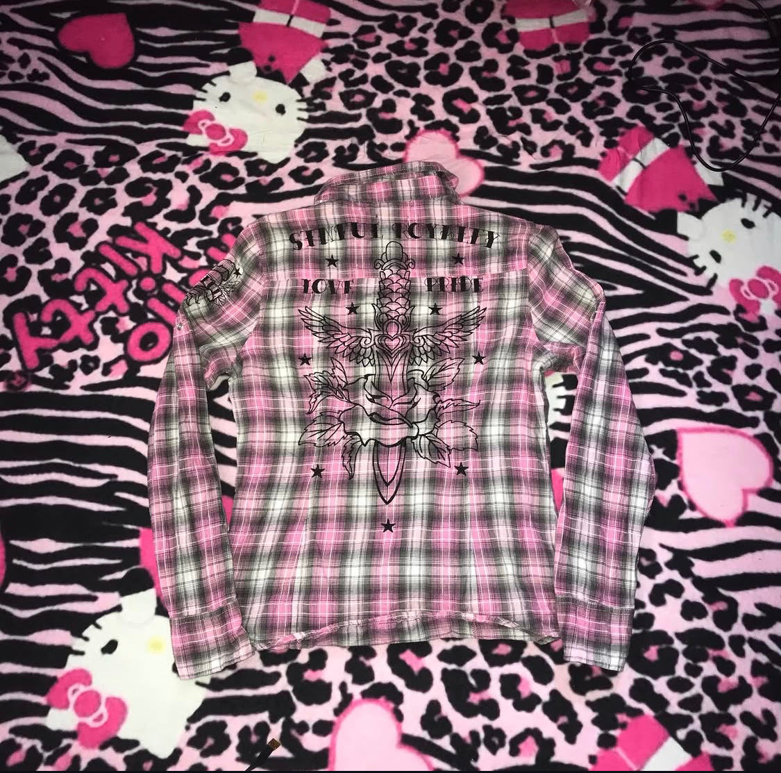 Sinful Affliction Plaid Button Up Top