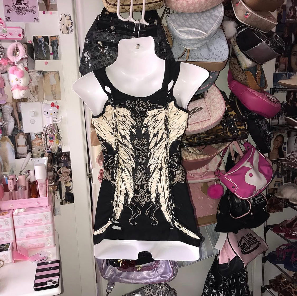 LA Bus Stop Grunge cutout tank top