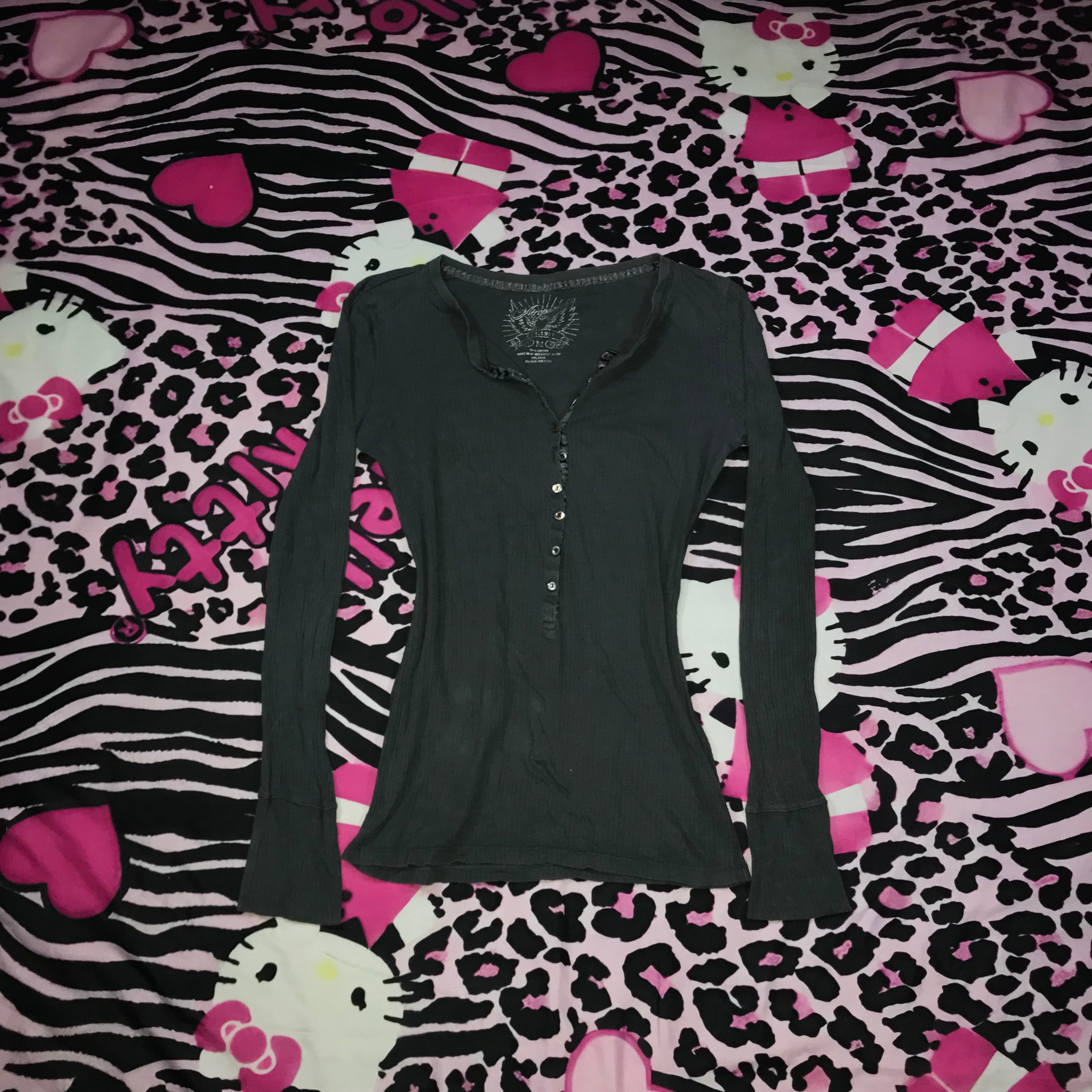 Aeropostale Henley Button Long Sleeve Top
