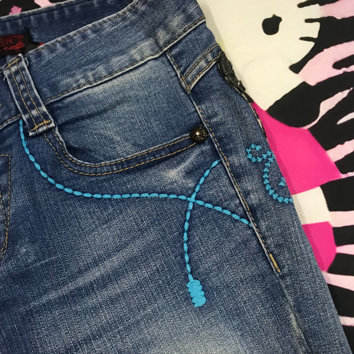 Red Pepper RARE leopard butterfly jeans