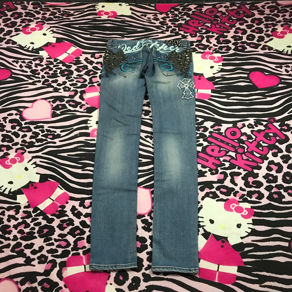 Red Pepper RARE leopard butterfly jeans