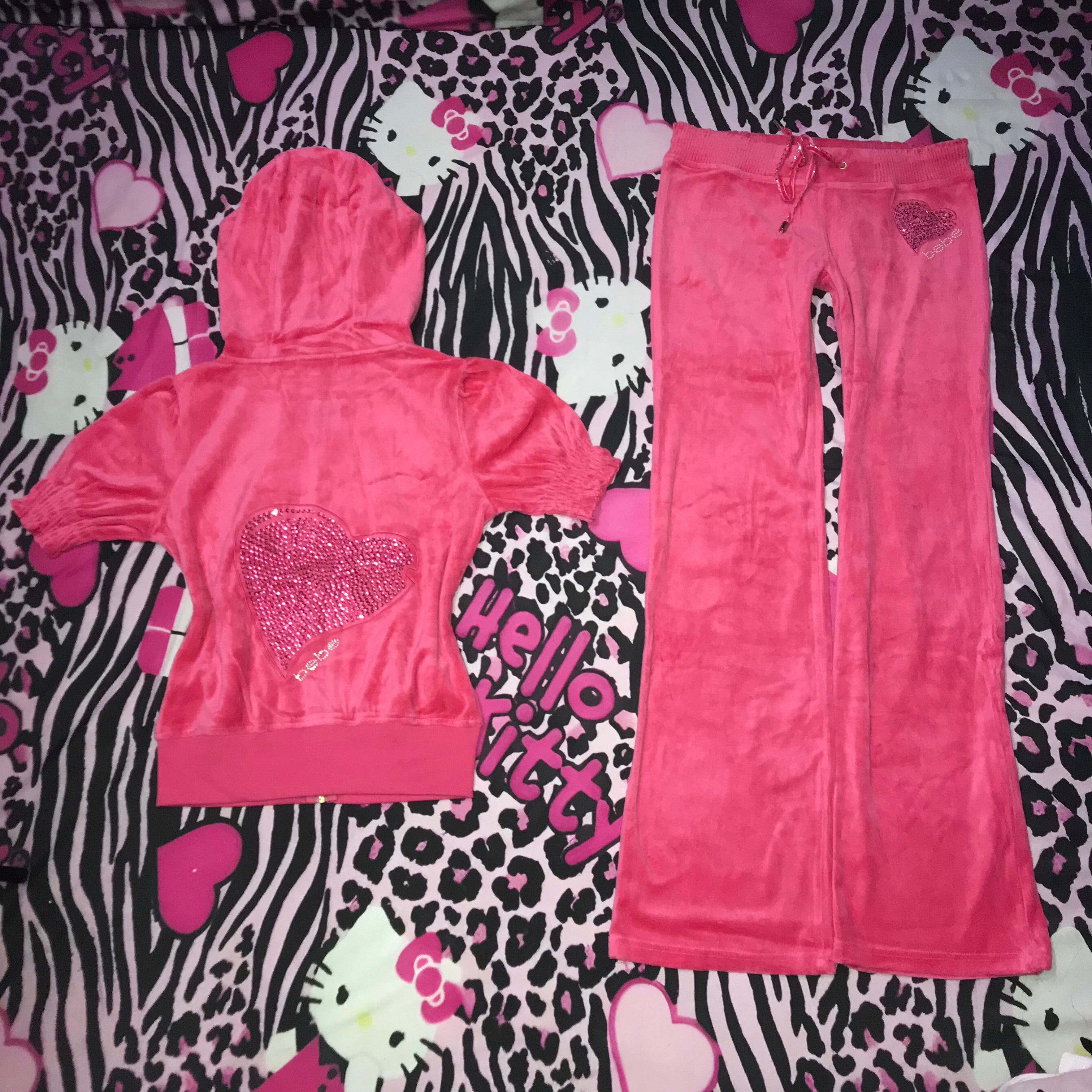 Bebe Velour Hot Pink Track Set