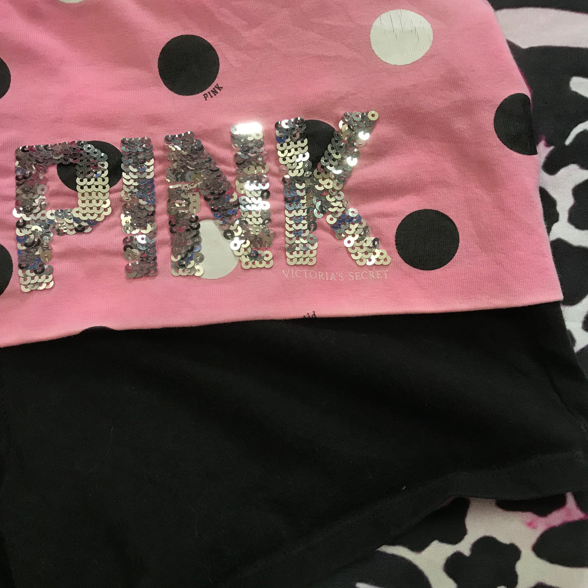 Victorias Secret PINK Polkadot FoldOver Yoga Shorts