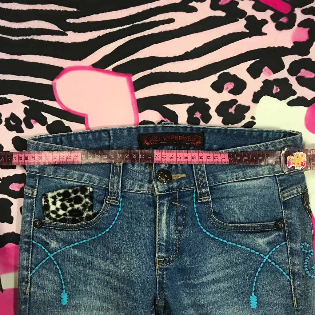 Red Pepper RARE leopard butterfly jeans