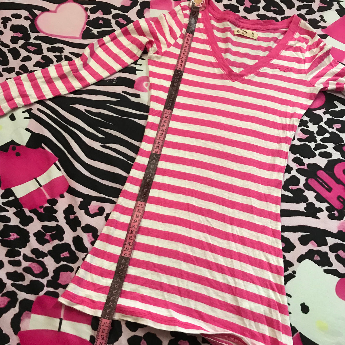 Hollister 2000s Striped Henley Style Long Sleeve
