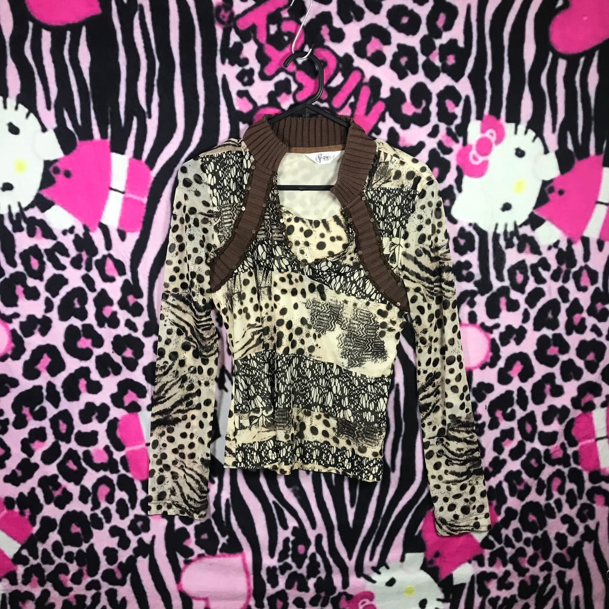 Leopard mesh baby doll top