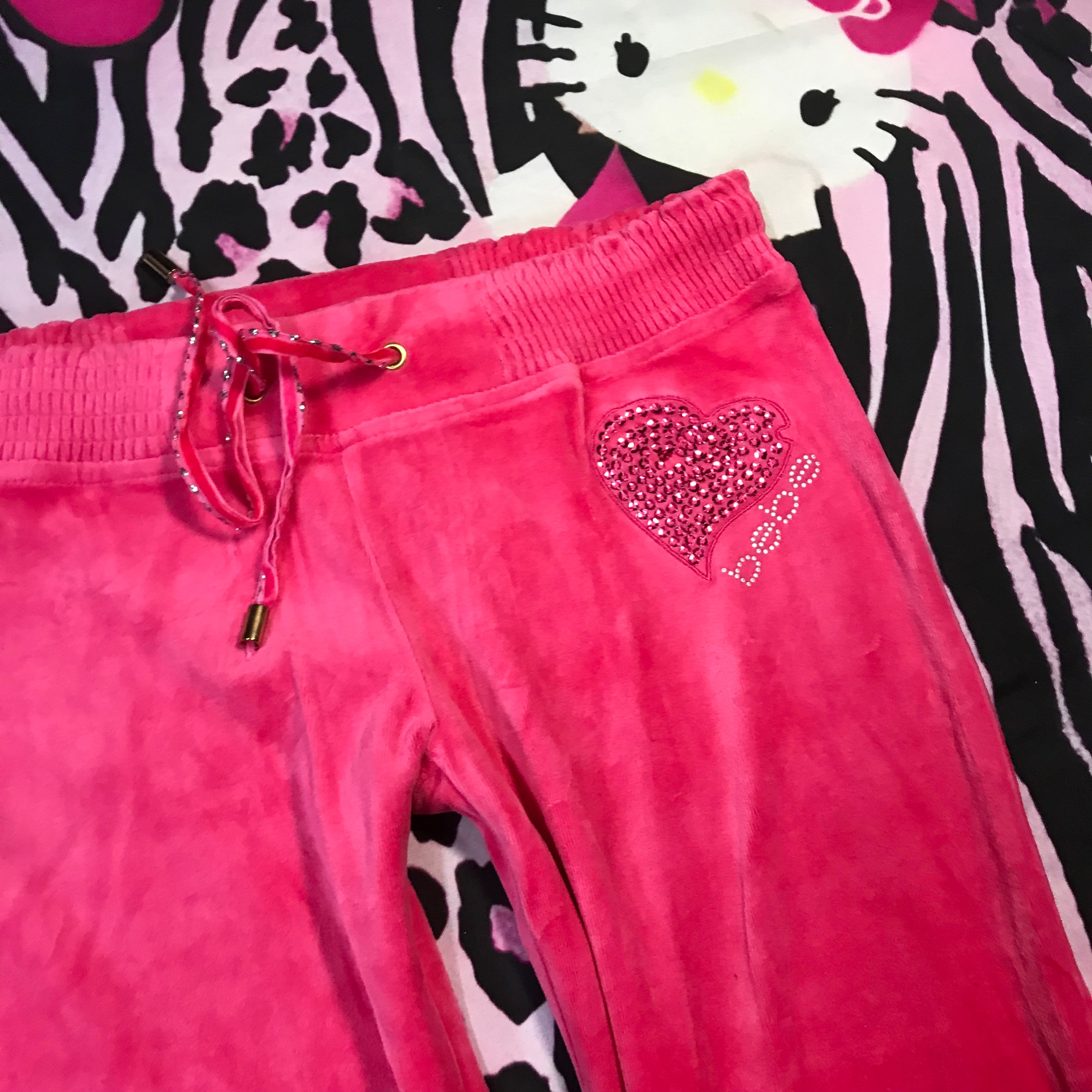 Bebe Velour Hot Pink Track Set